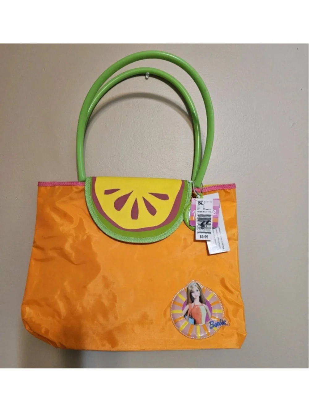 NWT 2003 Barbie Beach Tote Bag Pyramid Accessories Orange/Green Y2K Vintage Doll